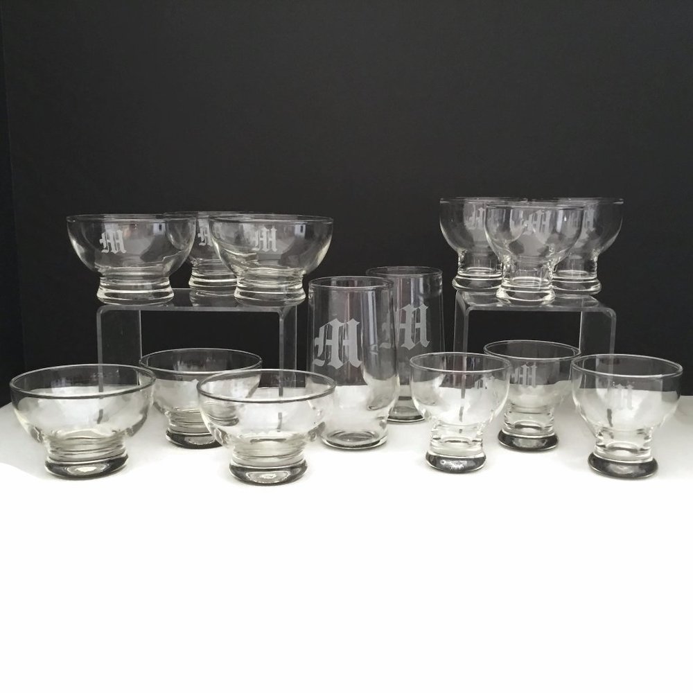 Cocktail Glassware Barware Monogram M Lot 14